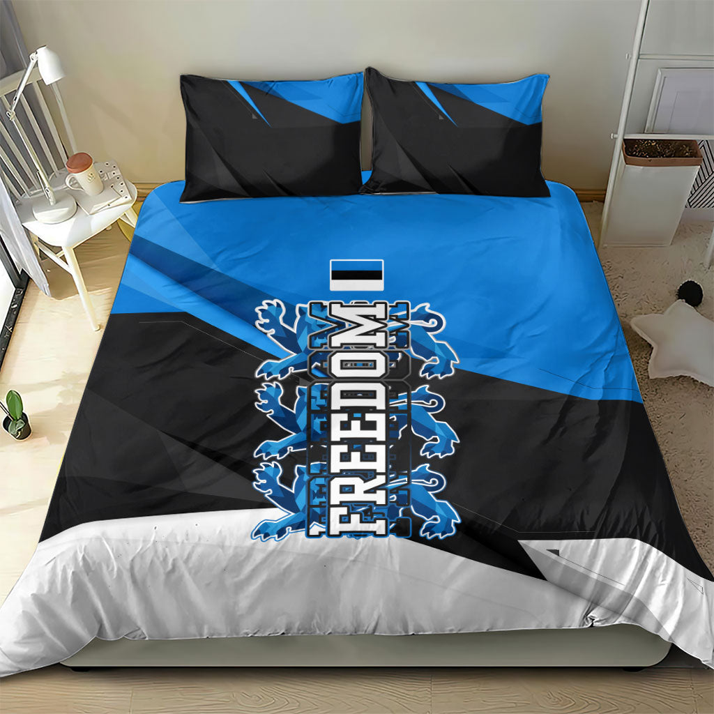Estonia Flag 1884 Freedom Bedding Set Geometric Lion Crest National Pride