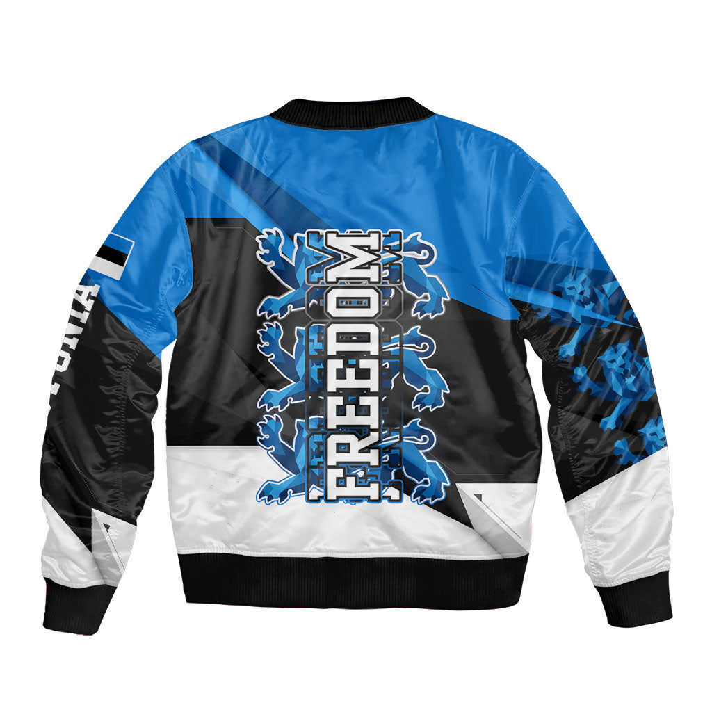 Estonia Flag 1884 Freedom Bomber Jacket Geometric Lion Crest National Pride