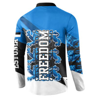 Estonia Flag 1884 Freedom Button Sweatshirt Geometric Lion Crest National Pride