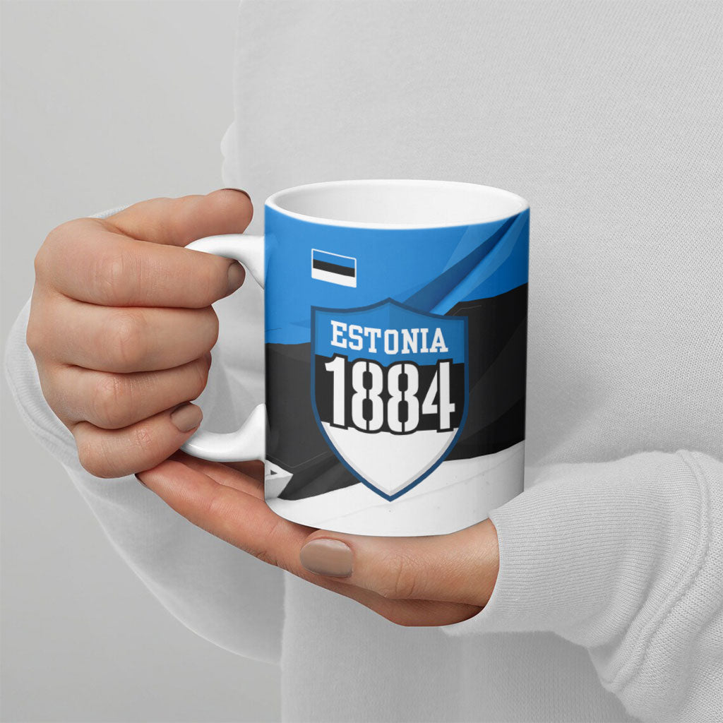 Estonia Flag 1884 Freedom Ceramic Mug Geometric Lion Crest National Pride