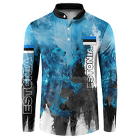 Estonia Elagu Eesti Lions Button Sweatshirt Watercolor Splash Flag Heraldic