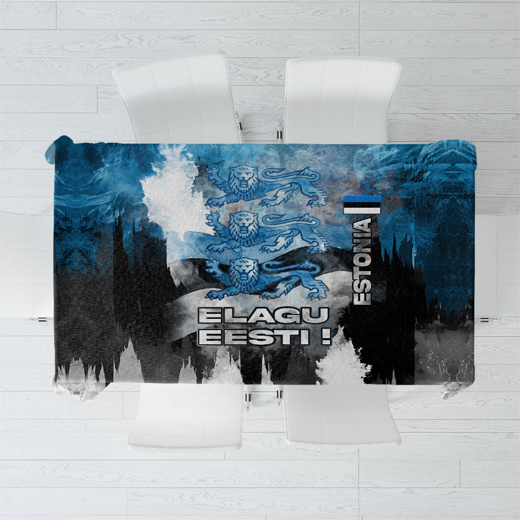 Estonia Elagu Eesti Lions Tablecloth Watercolor Splash Flag Heraldic