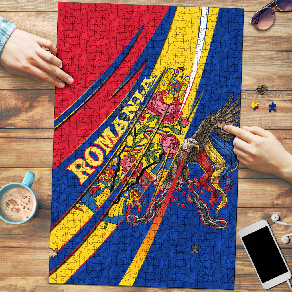 Romania Flag Day Puzzle Libertate Ziua Drapelului - Eagle Patriotic Tricolor Floral