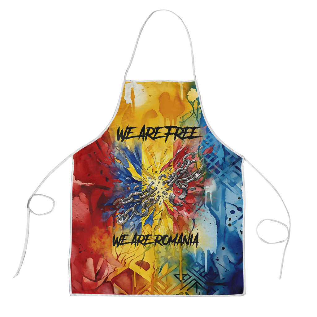 Romania We Are Free Eagle Apron Romanian Flag Broken Chains - Watercolor Style