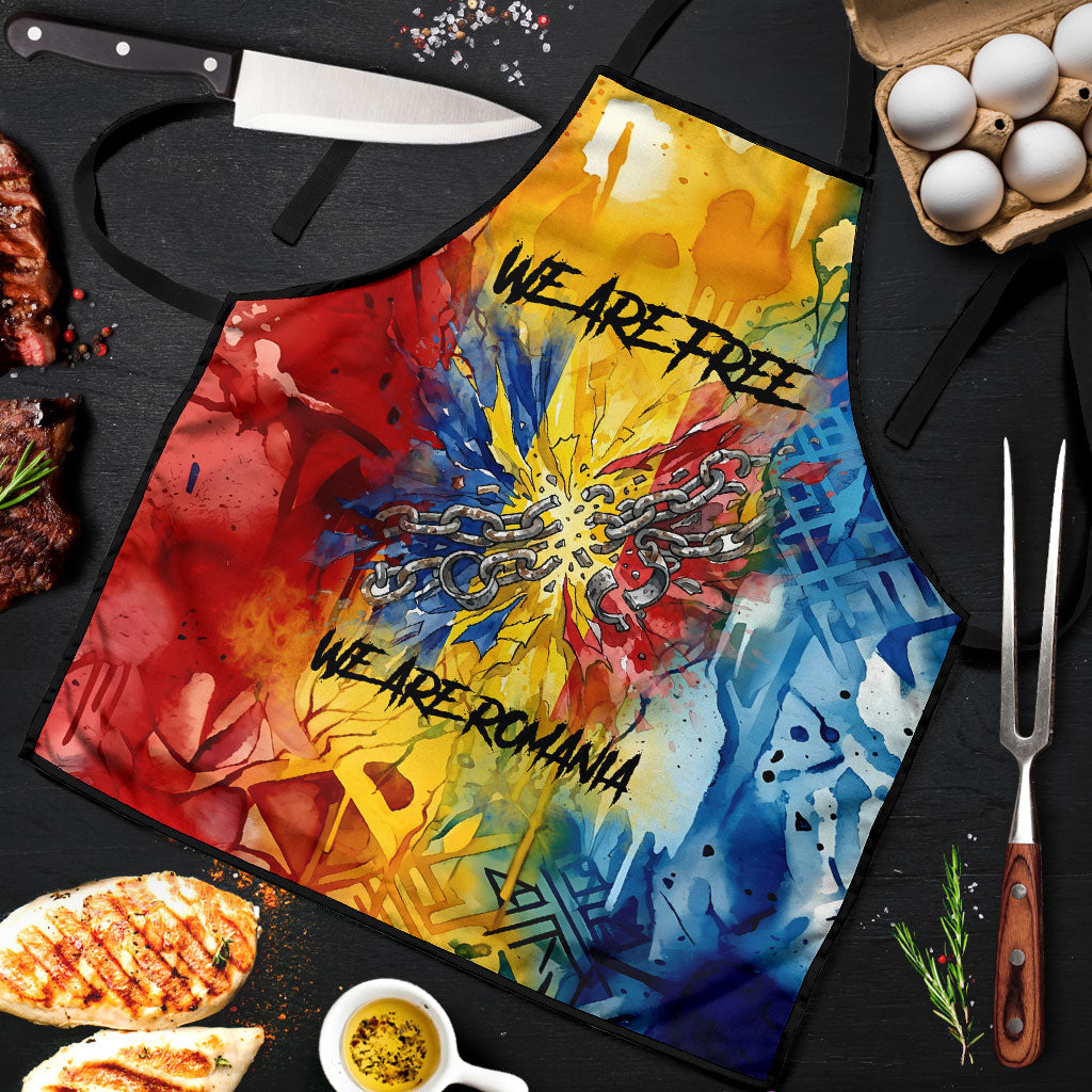 Romania We Are Free Eagle Apron Romanian Flag Broken Chains - Watercolor Style