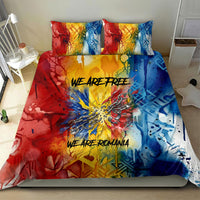 Romania We Are Free Eagle Bedding Set Romanian Flag Broken Chains - Watercolor Style