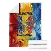 Romania We Are Free Eagle Blanket Romanian Flag Broken Chains - Watercolor Style
