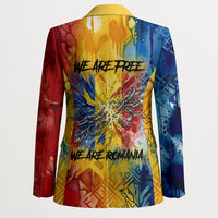 Romania We Are Free Eagle Blazer Romanian Flag Broken Chains - Watercolor Style