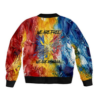 Romania We Are Free Eagle Bomber Jacket Romanian Flag Broken Chains - Watercolor Style