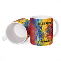 Romania We Are Free Eagle Ceramic Mug Romanian Flag Broken Chains - Watercolor Style