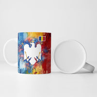 Romania We Are Free Eagle Ceramic Mug Romanian Flag Broken Chains - Watercolor Style
