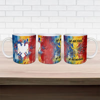 Romania We Are Free Eagle Ceramic Mug Romanian Flag Broken Chains - Watercolor Style