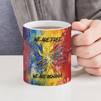 Romania We Are Free Eagle Ceramic Mug Romanian Flag Broken Chains - Watercolor Style