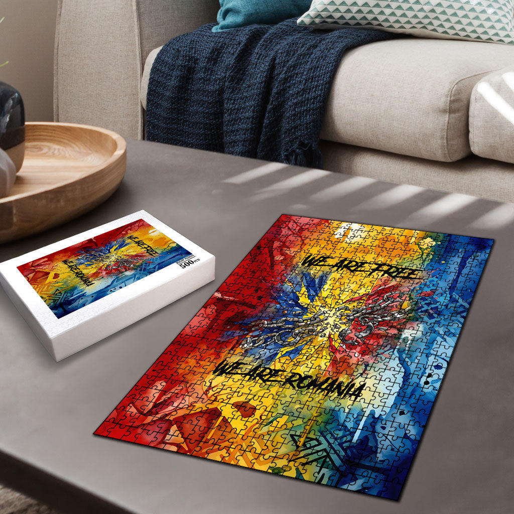 Romania We Are Free Eagle Puzzle Romanian Flag Broken Chains - Watercolor Style