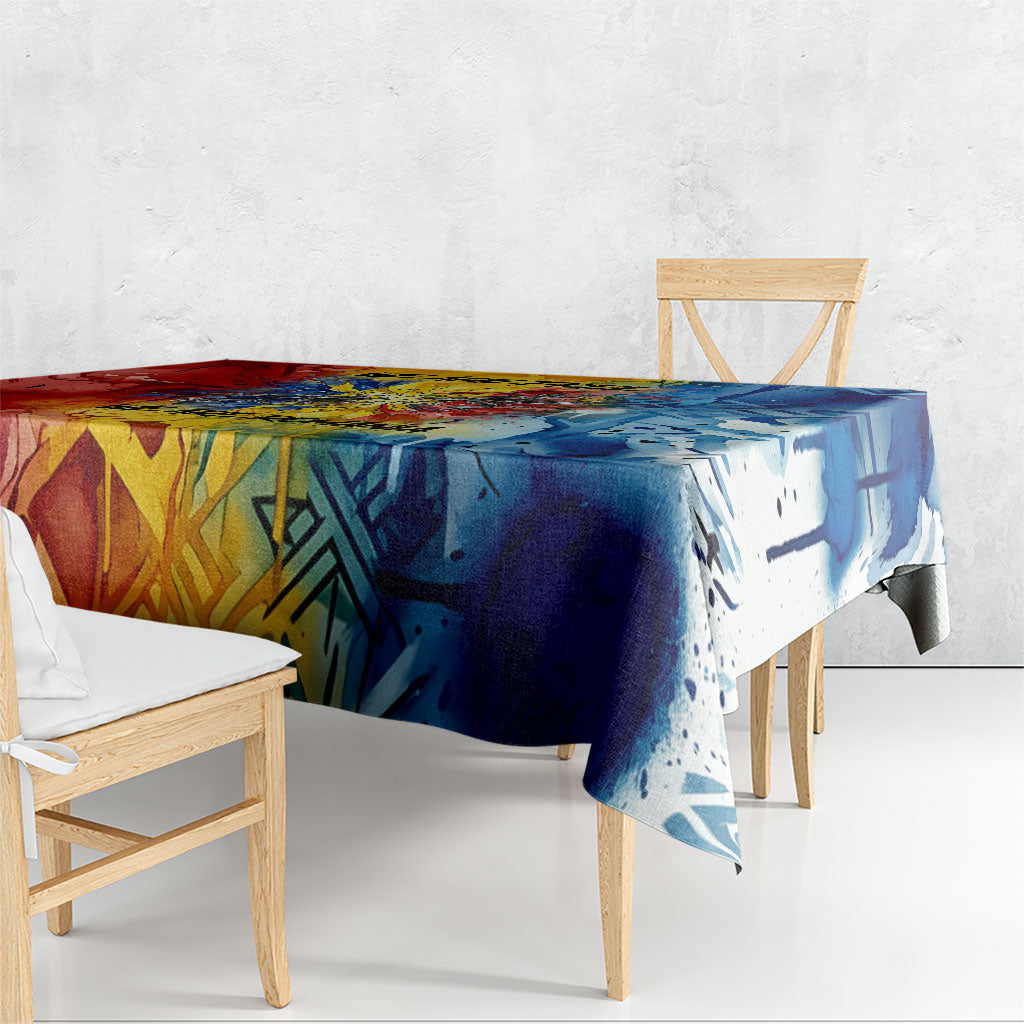 Romania We Are Free Eagle Tablecloth Romanian Flag Broken Chains - Watercolor Style