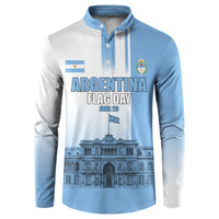 Personalized Argentina Flag Day Button Sweatshirt Sun Of May Patriotic Blue Gradient Sketch