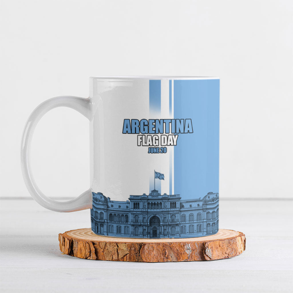 Personalized Argentina Flag Day Ceramic Mug Sun Of May Patriotic Blue Gradient Sketch