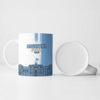 Personalized Argentina Flag Day Ceramic Mug Sun Of May Patriotic Blue Gradient Sketch