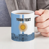 Personalized Argentina Flag Day Ceramic Mug Sun Of May Patriotic Blue Gradient Sketch