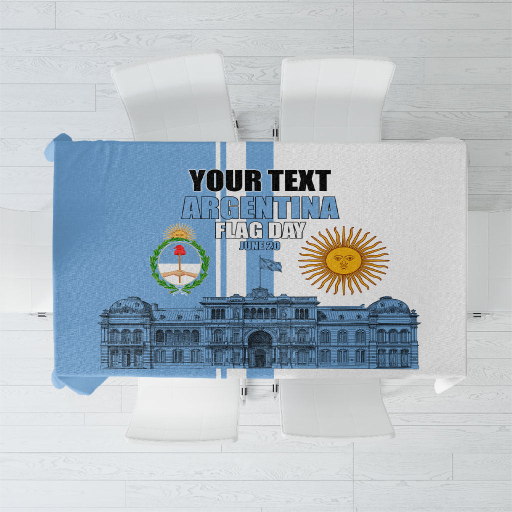 Personalized Argentina Flag Day Tablecloth Sun Of May Patriotic Blue Gradient Sketch