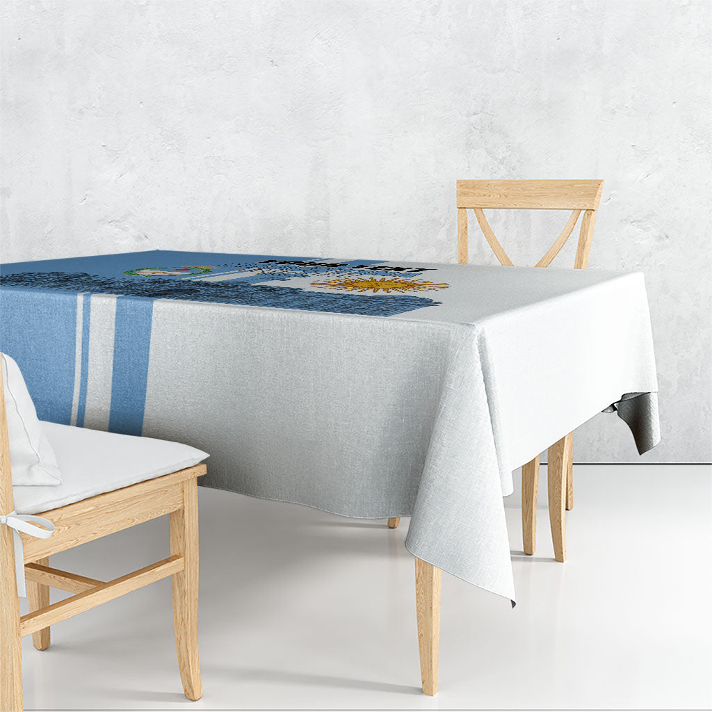 Personalized Argentina Flag Day Tablecloth Sun Of May Patriotic Blue Gradient Sketch