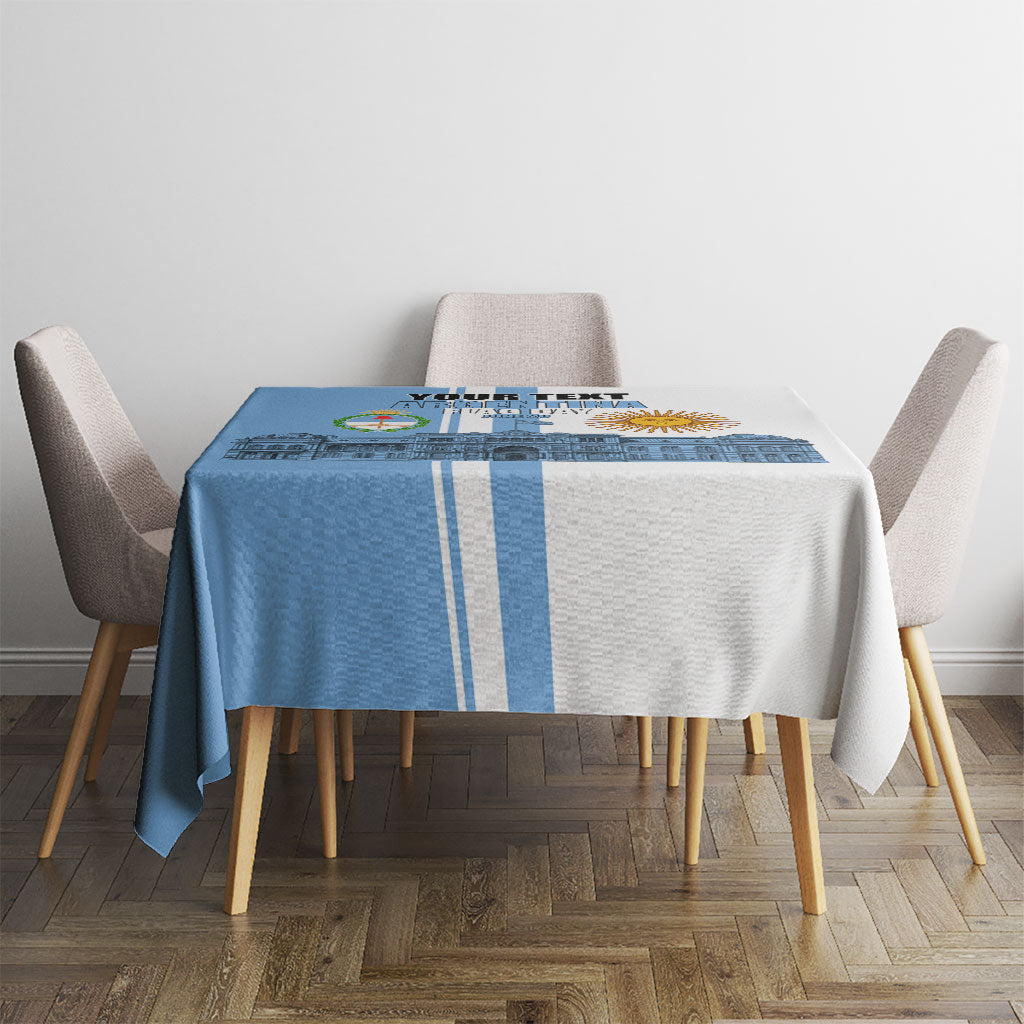 Personalized Argentina Flag Day Tablecloth Sun Of May Patriotic Blue Gradient Sketch