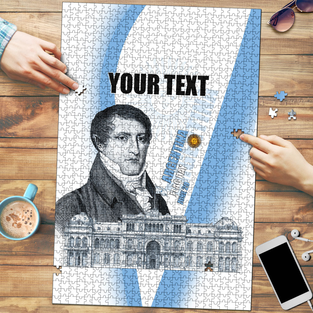 Custom Argentina Manuel Belgrano Puzzle Flag Day - Patriotic Sun of May