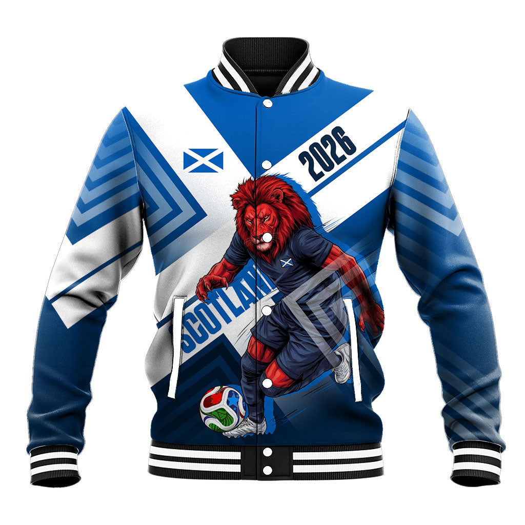 Personalized Scotland Football 2026 Baseball Jacket Scottish Soccer Red Lion Mascot Saltire Cross