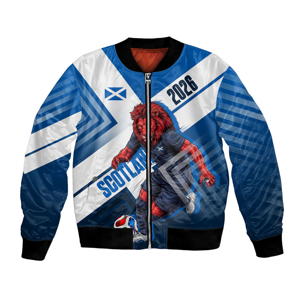 Personalized Scotland Football 2026 Bomber Jacket Scottish Soccer Red Lion Mascot Saltire Cross