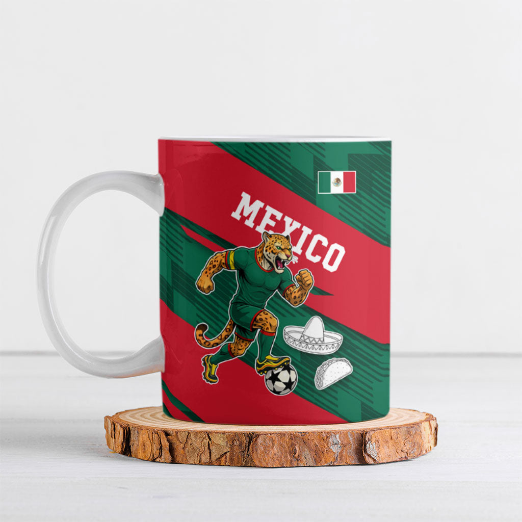 Personalized Mexico Football Jaguar Mascot Ceramic Mug Sugar Skull Sombrero Aztec