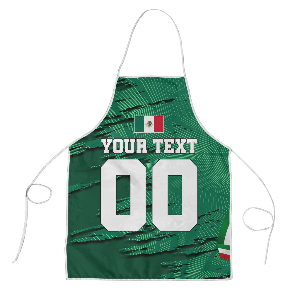 Personalized Mexico Football Apron Jaguar Mascot Artistic Brush Stroke Texture