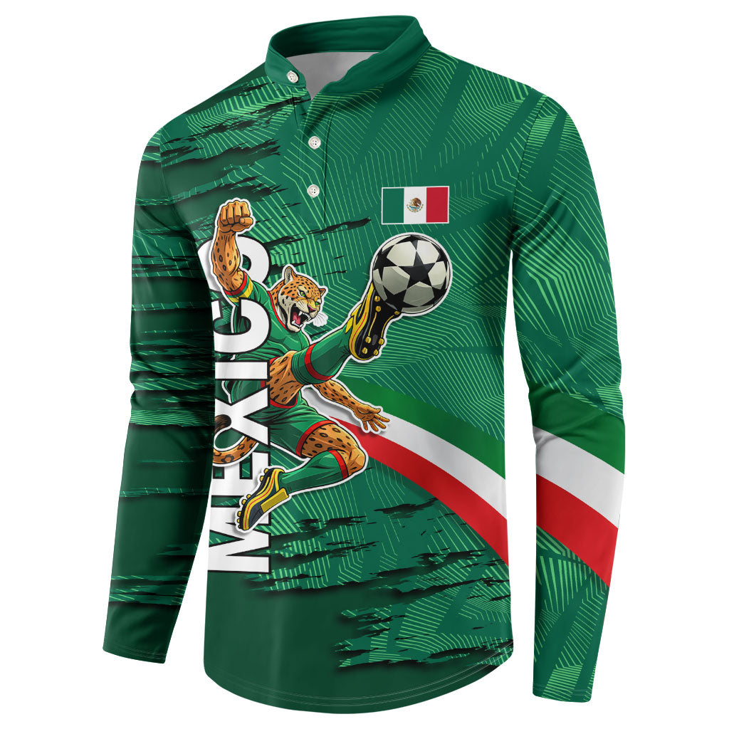 Personalized Mexico Football Button Sweatshirt Jaguar Mascot Artistic Brush Stroke Texture