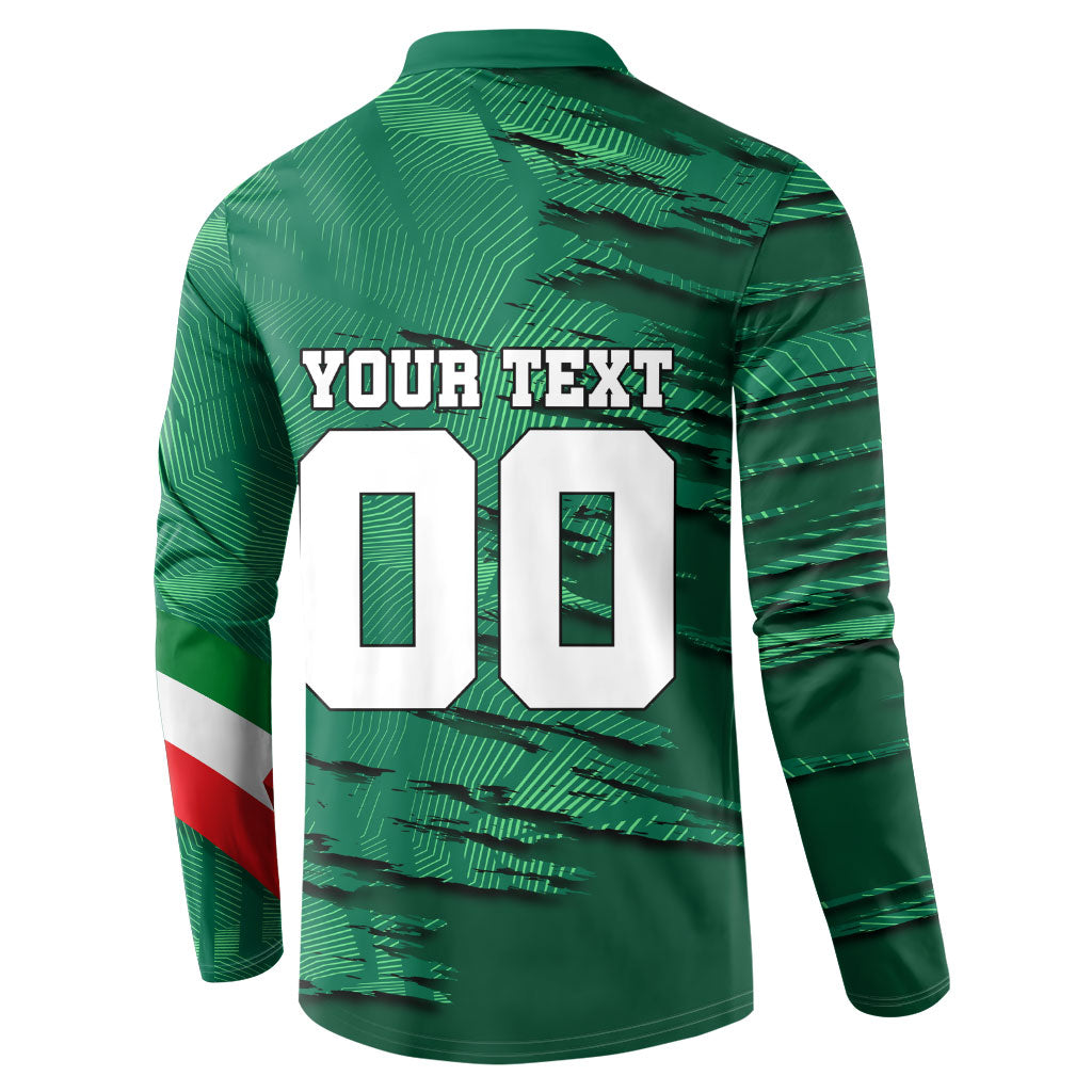 Personalized Mexico Football Button Sweatshirt Jaguar Mascot Artistic Brush Stroke Texture