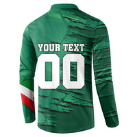 Personalized Mexico Football Button Sweatshirt Jaguar Mascot Artistic Brush Stroke Texture