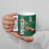 Personalized Mexico Football Ceramic Mug Jaguar Mascot Artistic Brush Stroke Texture