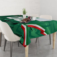 Personalized Mexico Football Tablecloth Jaguar Mascot Artistic Brush Stroke Texture