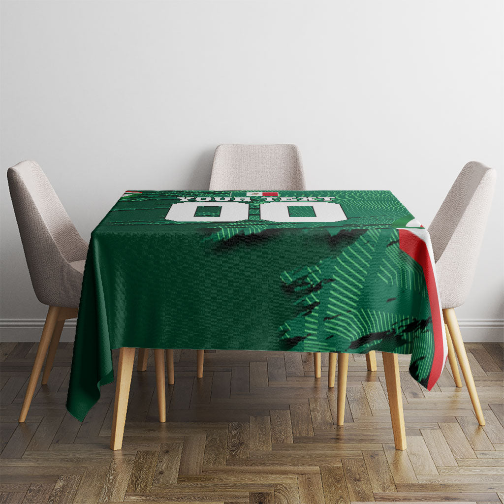 Personalized Mexico Football Tablecloth Jaguar Mascot Artistic Brush Stroke Texture