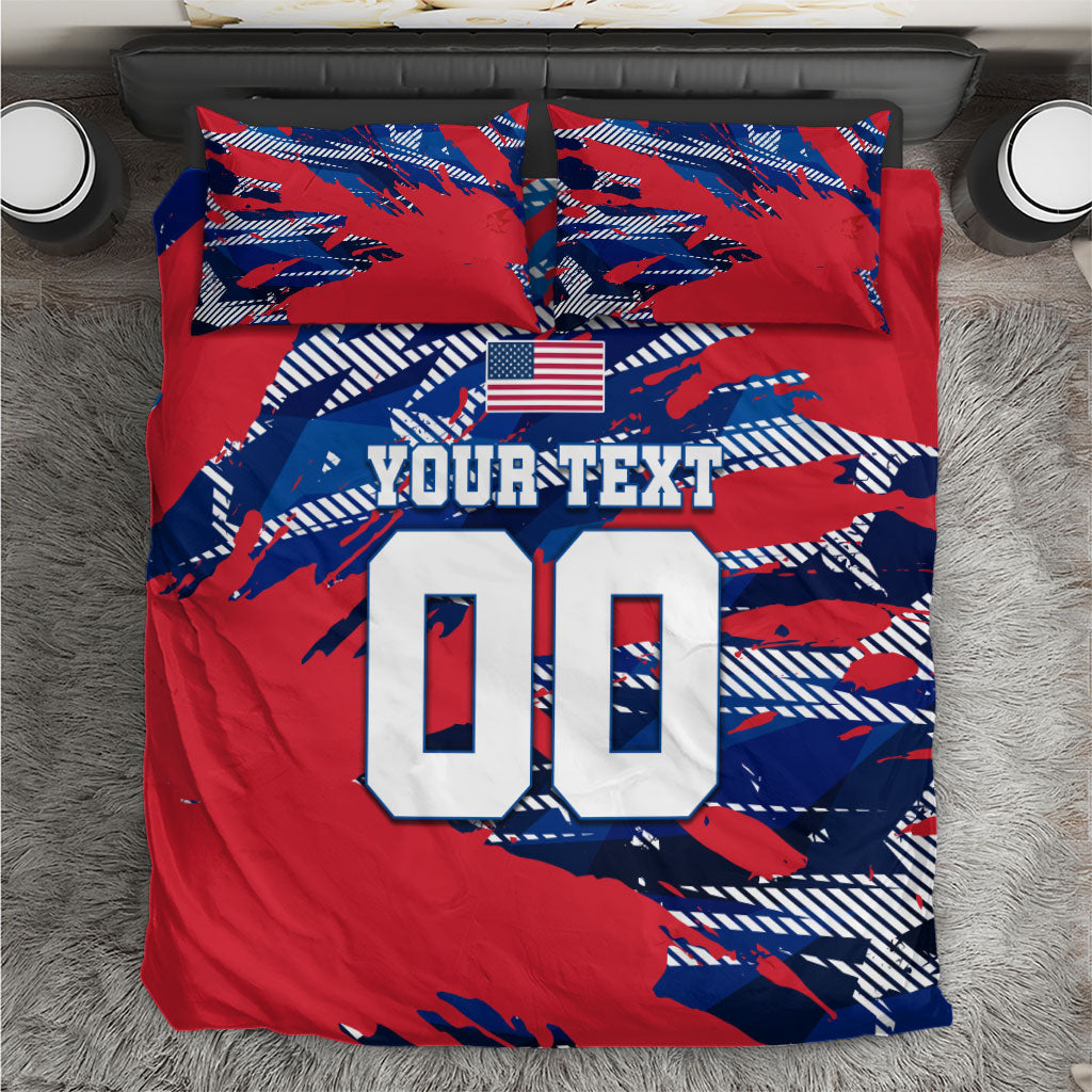 Personalized United States Soccer Eagle Bedding Set American Flag Grunge Patriot Art