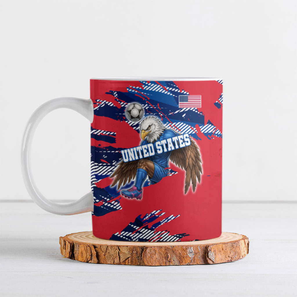 Personalized United States Soccer Eagle Ceramic Mug American Flag Grunge Patriot Art