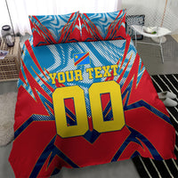 Personalized DR Congo Football Leopard Victory Bedding Set Congolese Soccer Comic Style