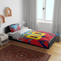 Personalized DR Congo Football Leopard Victory Bedding Set Congolese Soccer Comic Style