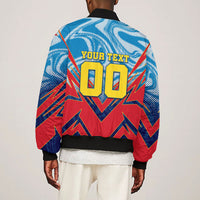Personalized DR Congo Football Leopard Victory Bomber Jacket Congolese Soccer Comic Style