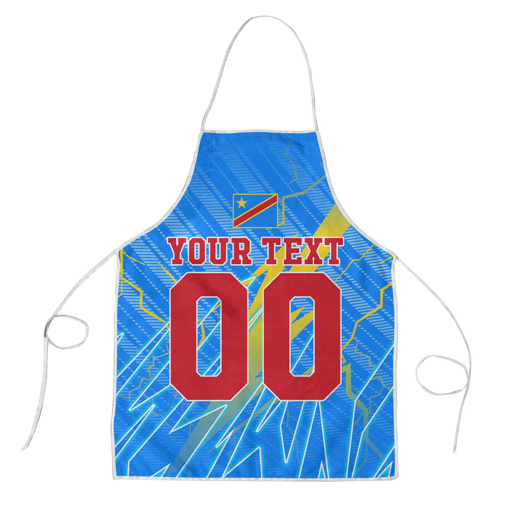 Personalized DR Congo Football Apron Lightning Leopard National Flag Motif