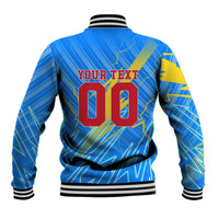 Personalized DR Congo Football Baseball Jacket Lightning Leopard National Flag Motif
