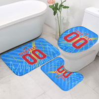Personalized DR Congo Football Bathroom Set Lightning Leopard National Flag Motif