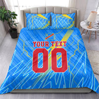 Personalized DR Congo Football Bedding Set Lightning Leopard National Flag Motif