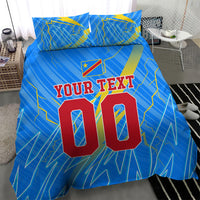 Personalized DR Congo Football Bedding Set Lightning Leopard National Flag Motif