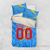 Personalized DR Congo Football Bedding Set Lightning Leopard National Flag Motif