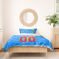 Personalized DR Congo Football Bedding Set Lightning Leopard National Flag Motif
