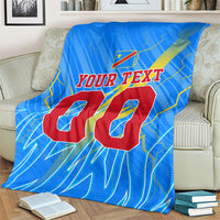 Personalized DR Congo Football Blanket Lightning Leopard National Flag Motif